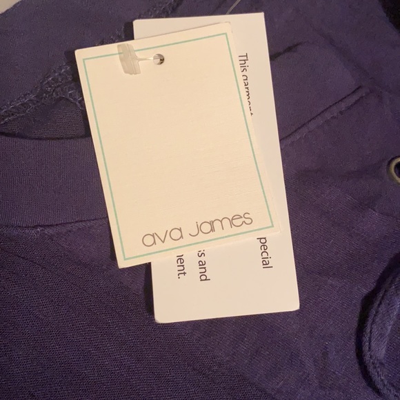 Ava James bell sleeve hi lo tunic Lace up neckline Tie dyed navy and white large - Picture 15 of 15